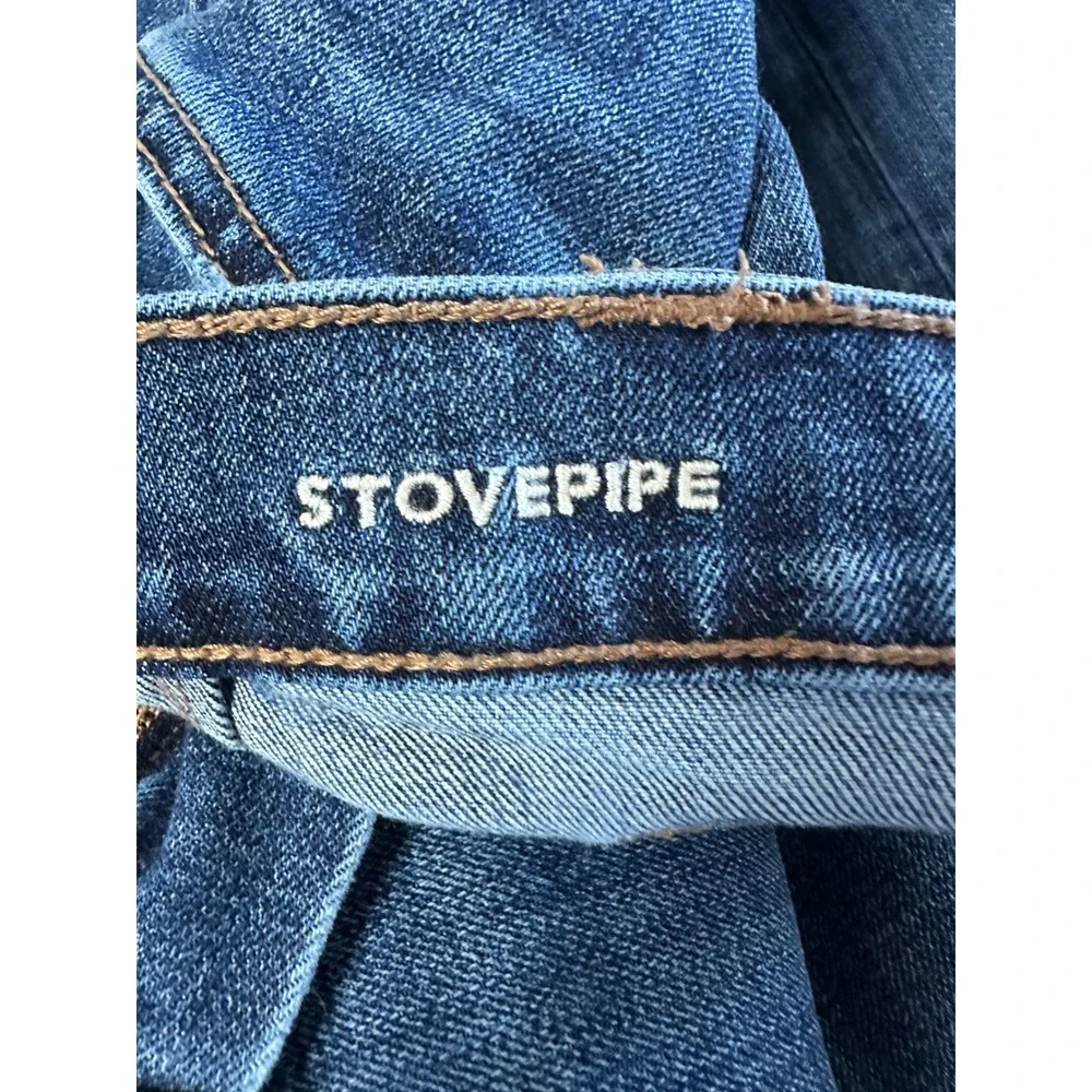 American Eagle Womens Stovepipe Wide Leg Jeans Size 14 Blue High Rise Stretch